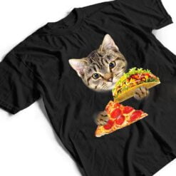 Cat Eating Taco and Pizza , Funny Kitty by Zany Brainy T Shirt - Dream Art Europa