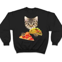 Cat Eating Taco and Pizza , Funny Kitty by Zany Brainy T Shirt - Dream Art Europa