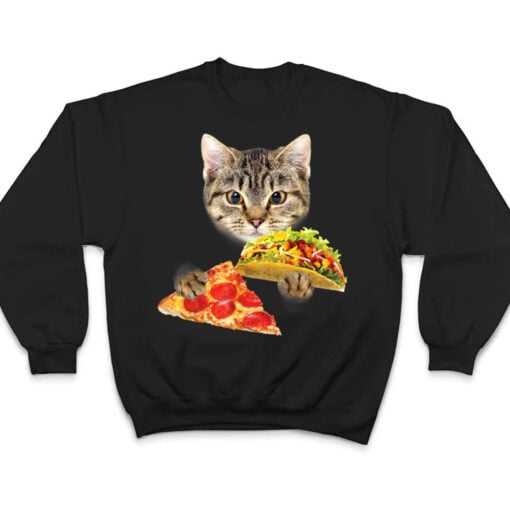 Cat Eating Taco and Pizza , Funny Kitty by Zany Brainy T Shirt