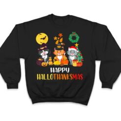 Cat Halloween Christmas Happy Hallothanksmas Thanksgiving T Shirt - Dream Art Europa