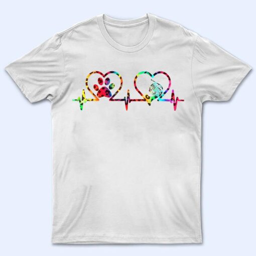 Cat Heartbeat Leopard Rainbow Ie Dye French Horn Player T Shirt