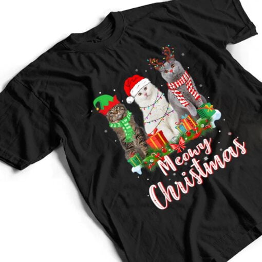 Cat Meowy Family Matching Christmas Pajamas Santa Cats Xmas T Shirt