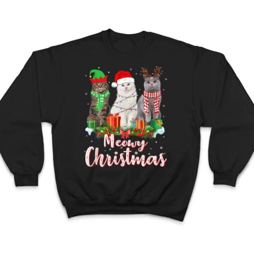 Cat Meowy Family Matching Christmas Pajamas Santa Cats Xmas T Shirt