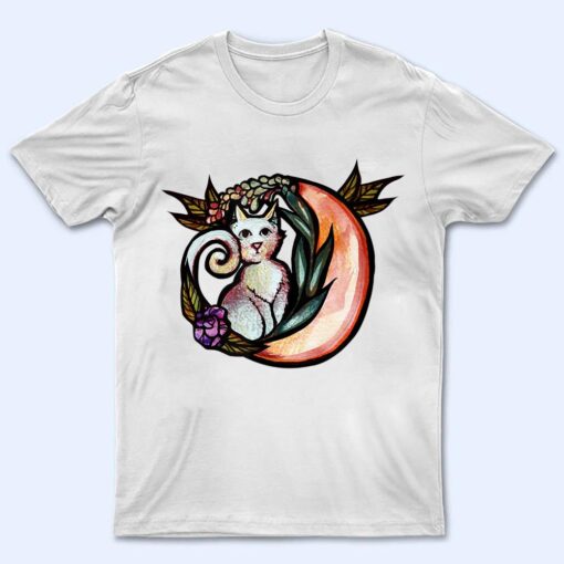 Cat Moon Flower Art Nature Kitty Cats T Shirt