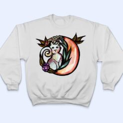 Cat Moon Flower Art Nature Kitty Cats T Shirt - Dream Art Europa