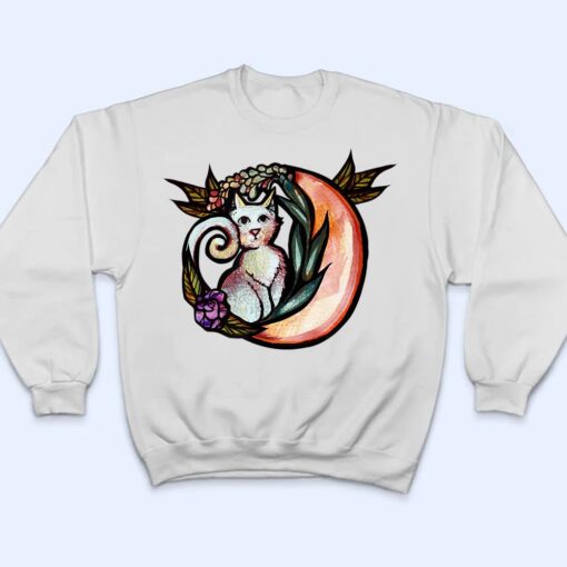 Cat Moon Flower Art Nature Kitty Cats T Shirt