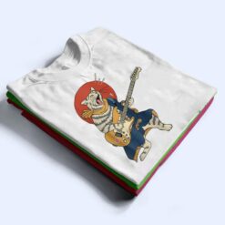 Cat Playing Guitar Ukiyo E Samurai Japanese Warrior T Shirt - Dream Art Europa