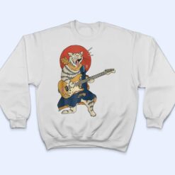 Cat Playing Guitar Ukiyo E Samurai Japanese Warrior T Shirt - Dream Art Europa