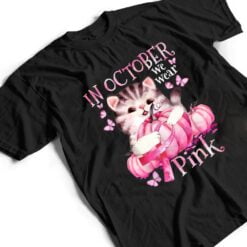 Cat Pumpkin Halloween In October We Wear Pink Breast Cancer T Shirt - Dream Art Europa