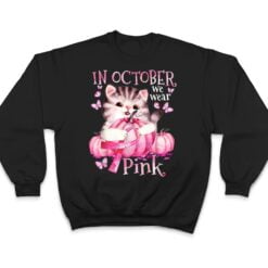 Cat Pumpkin Halloween In October We Wear Pink Breast Cancer T Shirt - Dream Art Europa