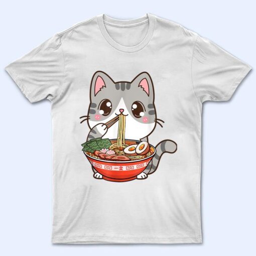 Cat Ramen Kawaii Anime Japanese Food Girls Official Teenager T Shirt