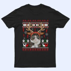 Cat Reindeer Antlers Headband Funny Ugly Christmas Sweater T Shirt