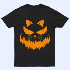 Cat Scary Pumpkin Face Jack O Lantern Halloween Costume T Shirt