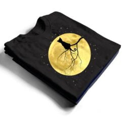 Cat Silhouette On Moon Mystical Cat Halloween Cat And Moon T Shirt - Dream Art Europa