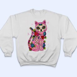 Cat Sugar Skull Mexico Breast Cancer Pink Ribbon T Shirt - Dream Art Europa