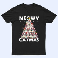 Cat Xmas Lights Santa Meowy Catmas Cat Christmas Ree T Shirt