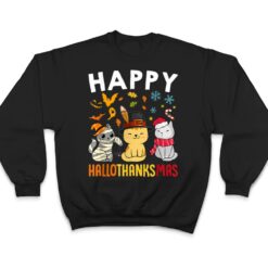 Cats Happy HalloThanksMas Thanksgiving Christmas T Shirt - Dream Art Europa