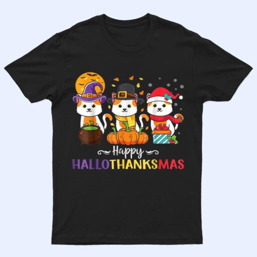 Cats Happy HalloThanksMas T Shirt