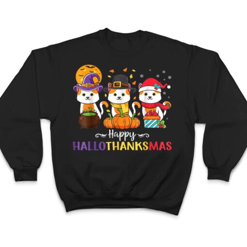 Cats Happy HalloThanksMas T Shirt