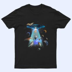 Cats UFO Funny Flying Kitten Spaceship Alien Lover Novelty T Shirt