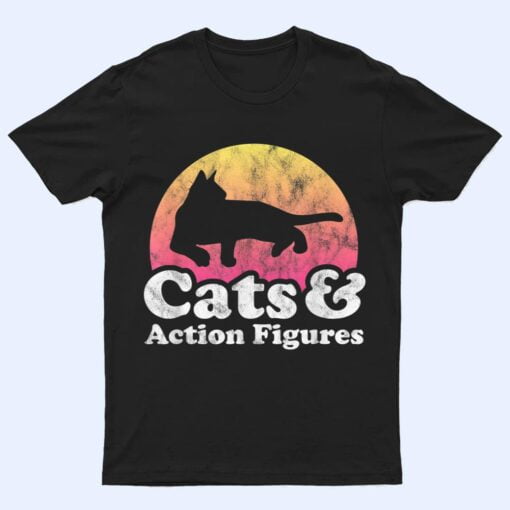 Cats and Action Figures Mens or Womens Cat and Action Figure T Shirt