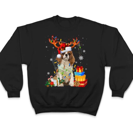 Cavalier King Charles Spaniel Christmas Reindeer Santa Dog T Shirt