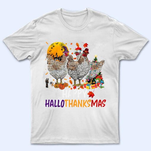 Chicken Halloween Happy HalloThanksMas Autumn Thanksgiving T Shirt