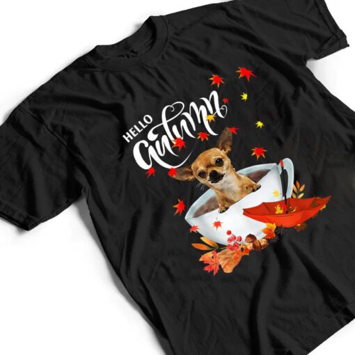 Chihuahua Autumn Dog And Coffee Fall Thanksgiving Chihuahua T Shirt