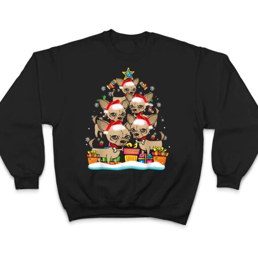 Chihuahua Christmas Tree Ornament Santa Hat Dog Lover Xmas T Shirt