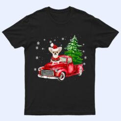 Chihuahua Dog Christmas On Red Car Truck with Xmas Tree Dog T Shirt