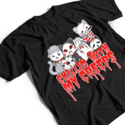 Chillin With My Creeps Cat Horror Serial Killer Halloween T Shirt - Dream Art Europa