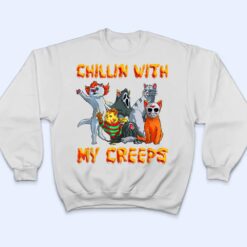 Chillin With My Creeps Funny Cat Horror Movies Serial Killer T Shirt - Dream Art Europa