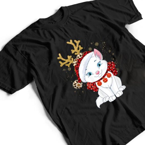 Christmas Cat Reindeer light Antlers T Shirt