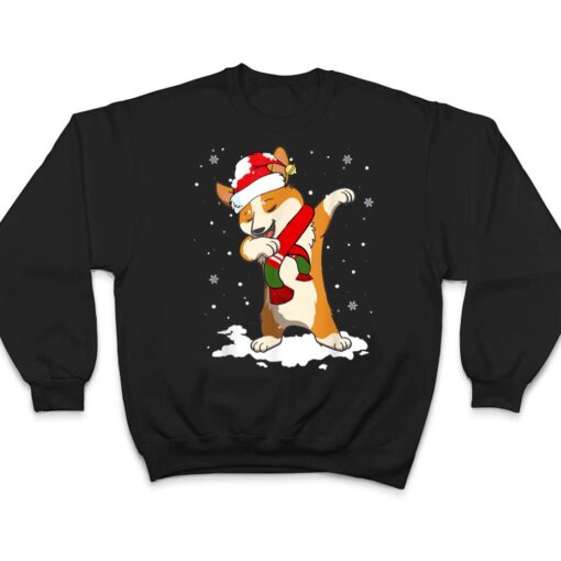 Christmas Dabbing Corgi Santa Hat For Boys Men Dog Lover T Shirt