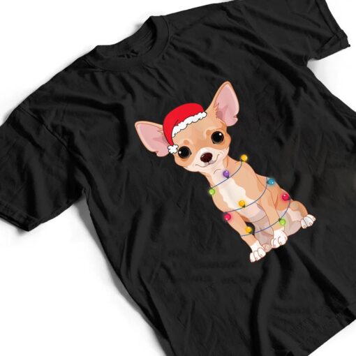 Christmas Funny Chihuahua Dog Lover Santa Hat Lights Xmas T Shirt