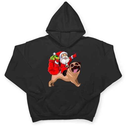 Christmas Santa Claus Riding Pug Dog Xmas Pajama Funny Gifts T Shirt