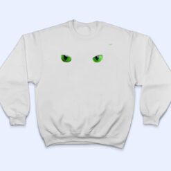 Cool Halloween cat faceeyes green on black T Shirt - Dream Art Europa