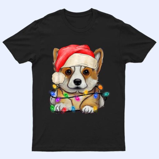 Corgi Santa Christmas Tree Lights Xmas Boys Dog Dogmas T Shirt