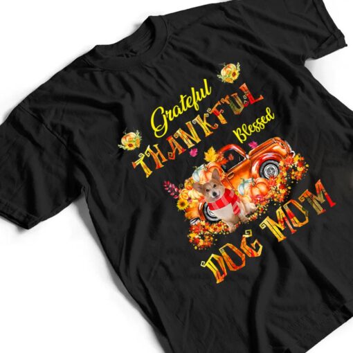 Corgi Truck Pumpkin Thankful Grateful Blessed Dog Mom T Shirt