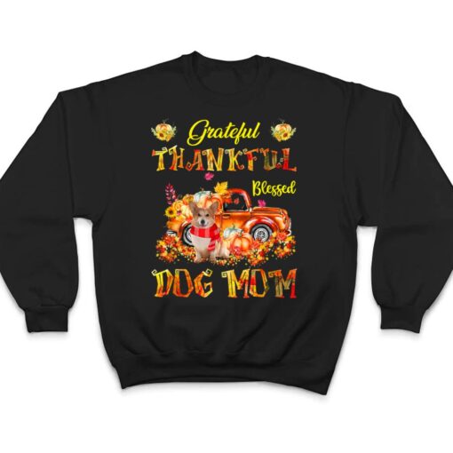 Corgi Truck Pumpkin Thankful Grateful Blessed Dog Mom T Shirt