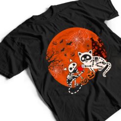 Couple Skeleton Horror Cats Halloween Couple Cat Owner Lover T Shirt - Dream Art Europa