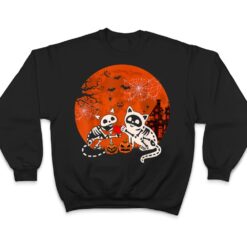 Couple Skeleton Horror Cats Halloween Couple Cat Owner Lover T Shirt - Dream Art Europa