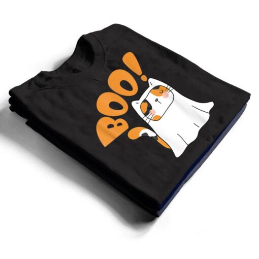 Cut Cat Ghost Halloween Boo Saying T Shirt