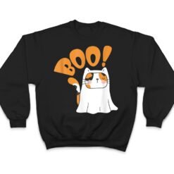 Cut Cat Ghost Halloween Boo Saying T Shirt - Dream Art Europa