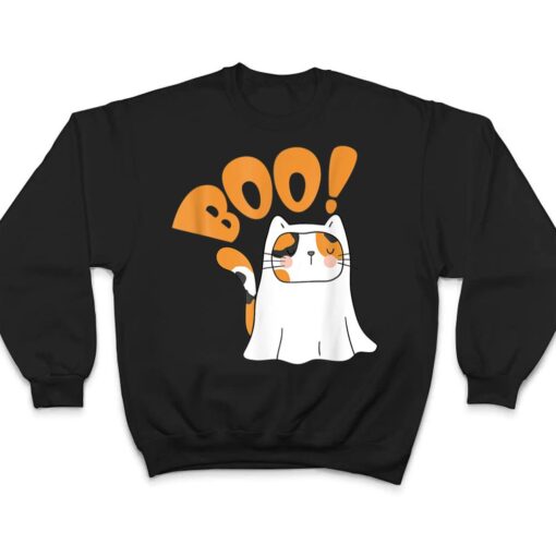 Cut Cat Ghost Halloween Boo Saying T Shirt