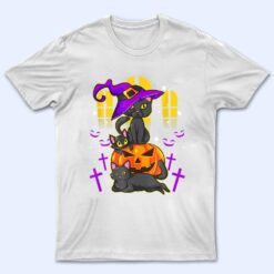 Cute Black Witches Cat For Halloween T Shirt