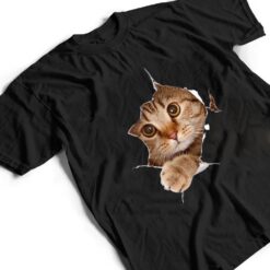 Cute Cat With Grey Cat Torn Cloth, Kitten T Shirt - Dream Art Europa