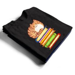 Cute Cat Books Graphic Women S Book Lovers Eacher T Shirt - Dream Art Europa