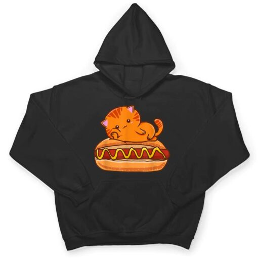 Cute Cat Chilling On Weiner Hot Dog Funny Hot Dog Lover T Shirt