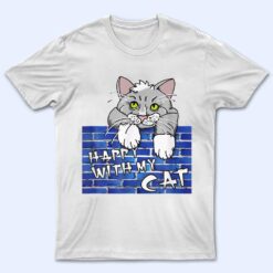 Cute Cat Design Little Cat On He Wall Comic Style T Shirt